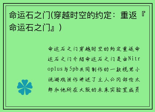 命运石之门(穿越时空的约定：重返『命运石之门』)